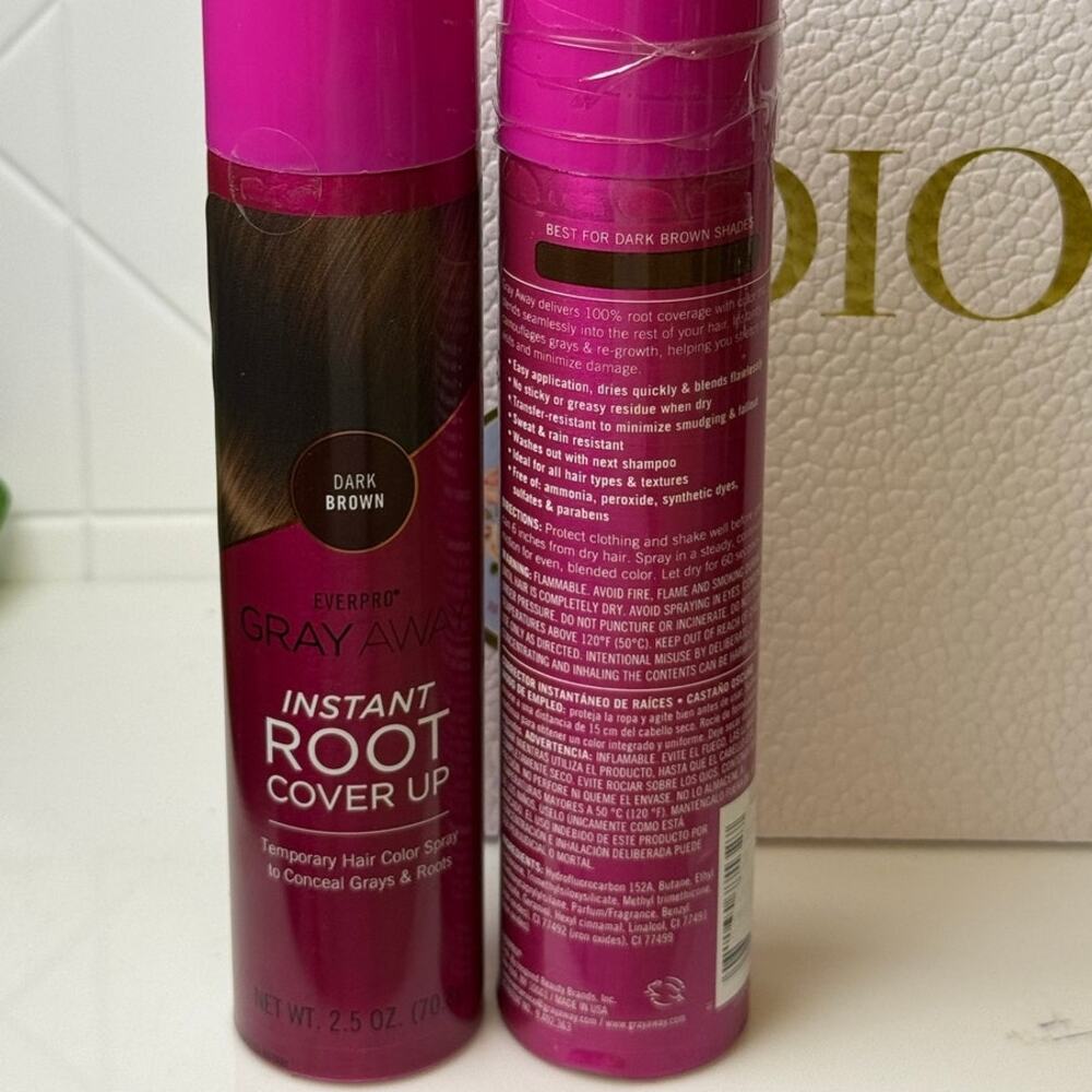 EverPro Gray Away Instant Root Cover Up (Temp)-TWO Pc Set- DARK BROWN-70.8 g ea